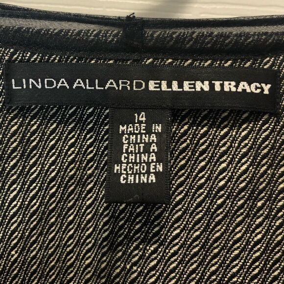 Ellen Tracy Linda Allard black gray silver button front blazer and skirt suit - Picture 5 of 16